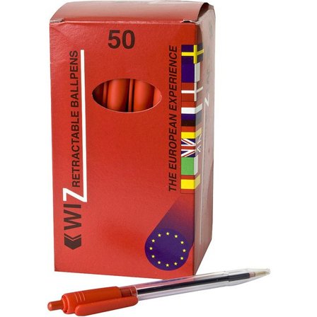 Kulpenna, Wiz, transparent skaft, rött bläck - Lyreco - Kontorsmaterial - Pennor - Kulpennor