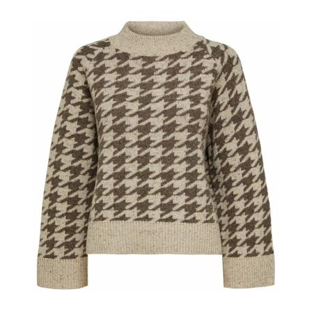 Selected Femme Birdy ls knit high neck sandshell/coffee bean - Selected Femme - Beige inbo, Dame Striktrøjer