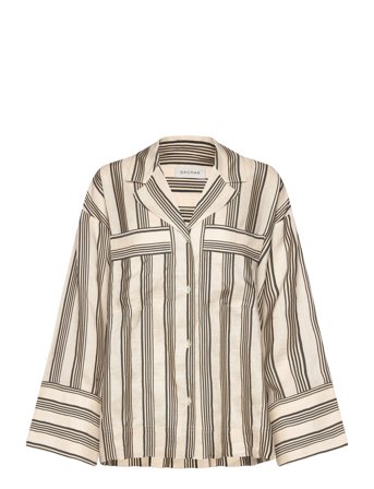 House Of Dagmar Striped Pyjama Shirt - Beige - 38