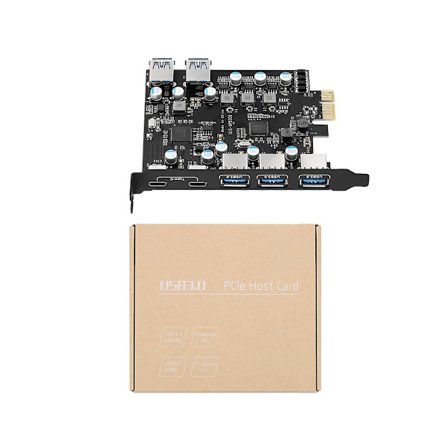 7-ports PCI-e till Typ C (2), med 2 bakre USB 3.0-portar PCI Express-kort stationär dator PCI-e till USB 3.0