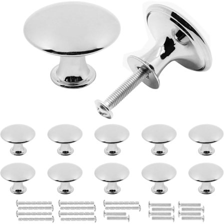 Sølv møbelknotter, skap knotter i rustfritt stål, skuff knotter, moderne vintage skaphåndtak, 10 stk, 30mm