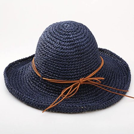 Håndvævet, foldbar sommerhat med bred skygge til damer