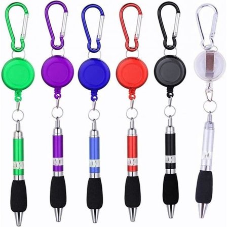 6 st Clip On Pennor Karbinhake Pennor Infällbar Märkeslinjal