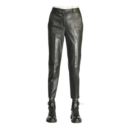 Incotex, Leather Trousers Zwart, Dames, Maat:M,elastisch