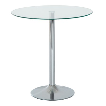 Rundt glas spisebord, 70 cm, metal understel