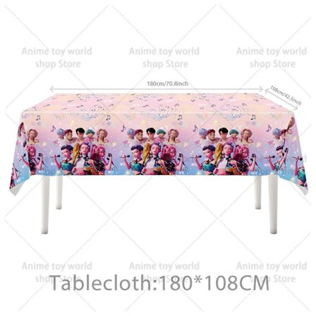 KPop Demon Hunters Fødselsdagsfest Sæt: Duge, Tallerkener, Kopper, Balloner, Kagetopper til Børn