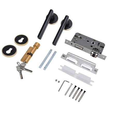 Rund låsehåndtag i rumaluminium til soveværelsesdøre i træ, anti-kollision, lydløs