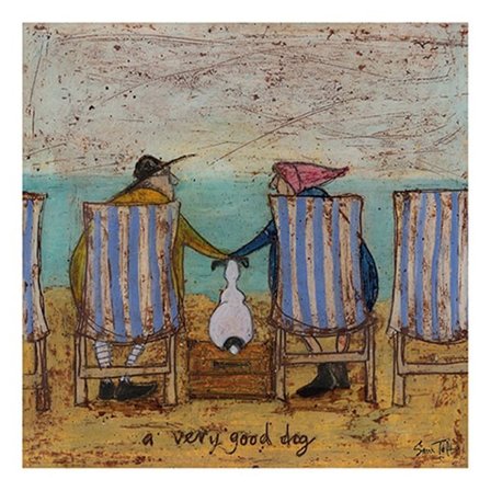Sam Toft A Very Good Dog II Tryck 30cm x 30cm Brun/Blå/Vit
