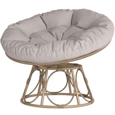 Papasan stol rattan 360° roterende kurvestol med sædehynde diameter 120 cm rund udendørs rattan stol drejestol lounge stol hvilestol til stue have bal