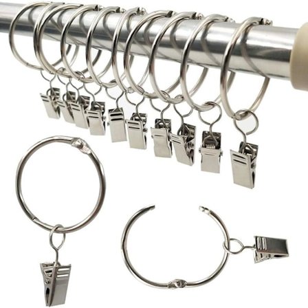 40 st gardinringar med klämmor, dekorativa gardinringar i metall för gardiner