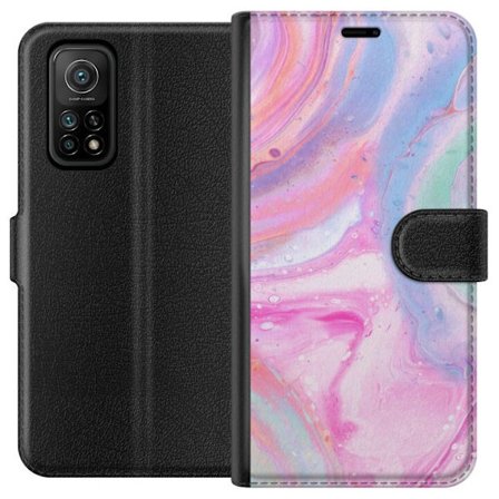 Yhteensopiva Lompakkokotelo Xiaomi Xiaomi Mi 10T Pro 5G Abstrakti pastellin värinen marmoritaide, jossa on nestemäinen akryyli vaikutus pinkissä, s