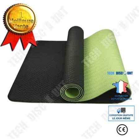 TECH RABATT Yogamatta - Tvåfärgad halkfri TPE 6mm - Fitness och gymnastik - 183x61cm
