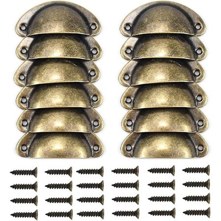 12 stk. Antik Messing Skabshåndtag Dørhåndtag Vintage Køkken Skab