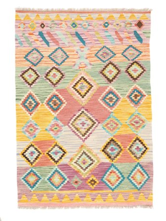 Tejida A Mano Kilim Berber Style Alfombra 99X148 Amarillo/Beige Pequeño
