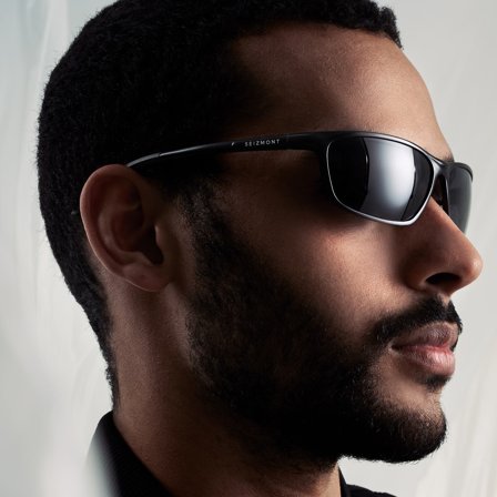 Lunettes de soleil polarisées en aluminium noir pour hommes - Lunettes de soleil sport