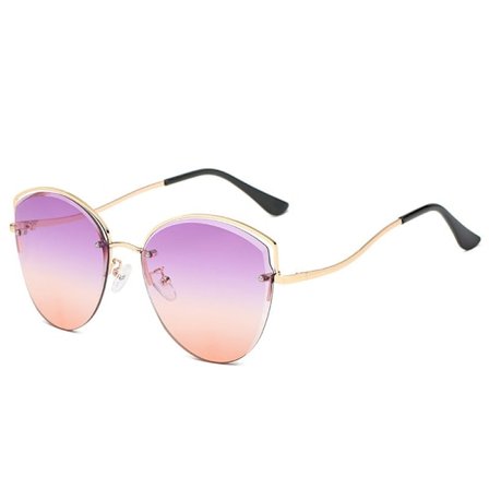 Kattöga solglasögon för kvinnor Diamantslipade linser Ramlösa solglasögon Mode Gradient Retro nyanser