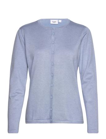 A8661, Milasz R-Neck Cardigan Strikkegenser Cardigan Blå Saint Tropez*Betinget Tilbud