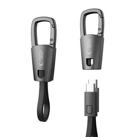 Tech-Protect USB-C till USB-C Kabel Nyckelring 60W - Iron Grå