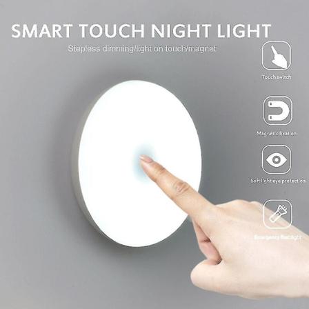 6 LEDs Touch Sensor Nattljus Ficklampa Magnetisk Bas Vägglampa USB Charged Circle Portable Dimmi