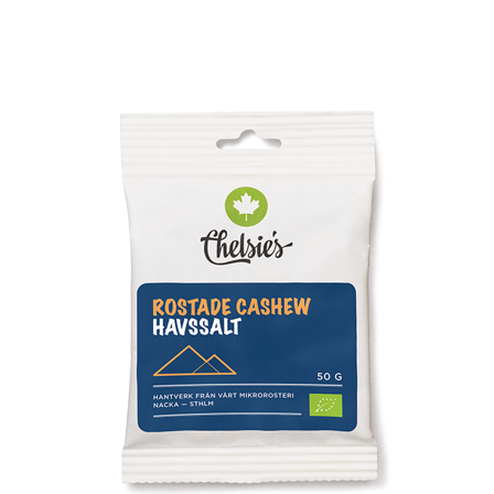 Chelsie s Organic Gourmet Prod Rostade Cashewnötter Havssalt 50 g