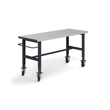 Arbetsbänk på hjul, 2000x760 mm, 200 kg, stål