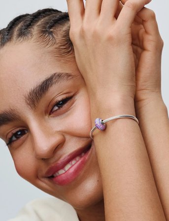 Pandora Sterling Silver Charm With Lavender Purple Lab-Created Opal - Purple - ONE SIZE