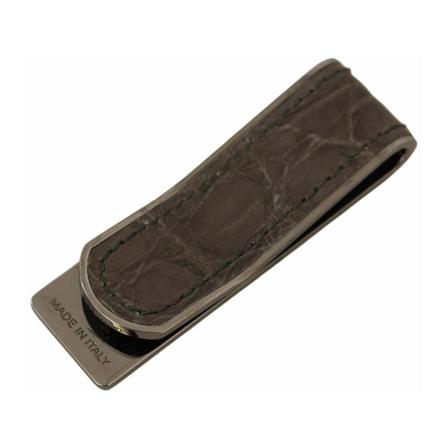 Dolce & Gabbana, Leather Brass Cash Clasp Clip Szary, Mężczyzna, Rozmiar: ONE Size