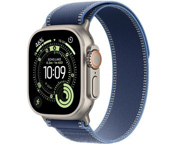 Watch Ultra 3 GPS + Cellular 49mm Natural Titanium Case with Blue/Bright Blue Trail Loop - S/M - Apple Watch Ultra 3 – 49mm S/M