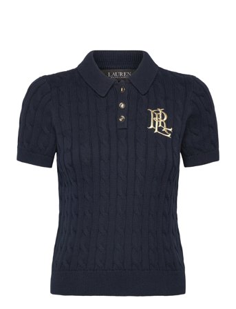Lauren Ralph Lauren Cable-Knit Cotton Polo Sweater - Navy - XS