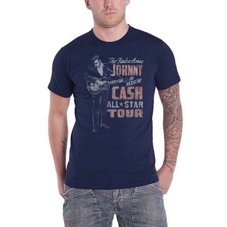Johnny Cash Unisex Vuxen All Star Tour T-Shirt M Marinblå