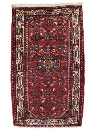 Asadabad Rug 74X130 Black/Dark Red Wool, Persia