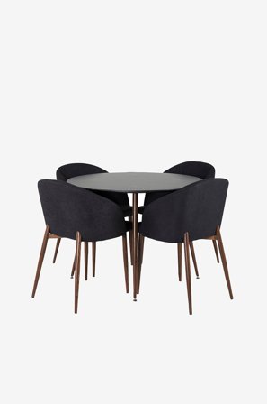Venture Home - Matgrupp Plaza med 4st matstolar Arch - Svart - Matgrupp 4 personer - Från Homeroom