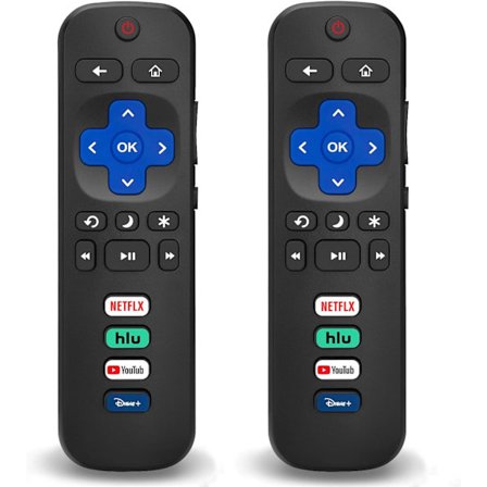 2-pack ersättningsfjärrkontroll kompatibel med Roku TV, universell fjärrkontroll passar för TCL/Hisense/Insignia/JVC/Onn/Philips/RCA/Sharp/Sanyo/