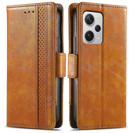 Caseneo 002-serien för Xiaomi Redmi Note 12 Pro+ 5g Splicing Pu- cover Plånbok Rfid-blockerande phone case Light Brown