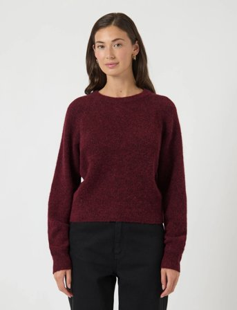 YAS Yasjohi Ls Wool Blend Pullover S. Noos - Burgundy - XL