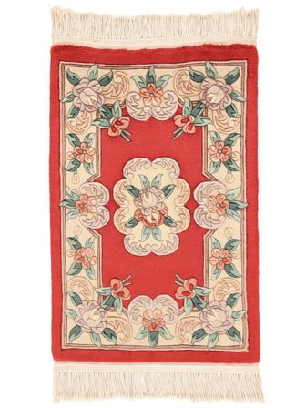 Handknuten Kina 90 Line Matta 60X90 Beige/Röd