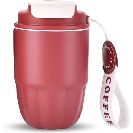 Kaffe Termokande, Mini Isoleret Kaffekrus, Rustfrit Stålforing + Dobbelt Tud til Drikning, Lækagesikker, 320 ml