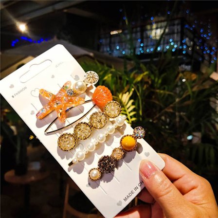 Blandade hårklämmor Set Pearl Headpiece SET 3