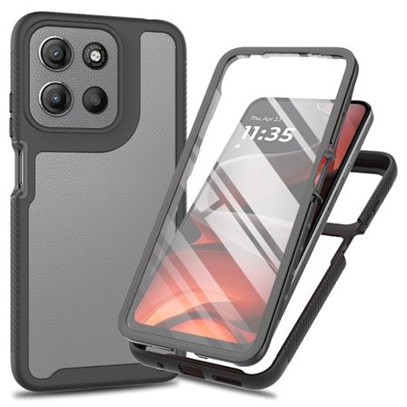 SKALO Motorola Moto G05 Shockproof Clear Hybrid+Skærmbeskyttelse Cover - Sort