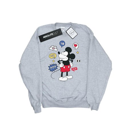 Disney Herr Mickey Mouse Tunga Ut Sweatshirt XL Sports Grey