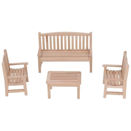 4 stk. dukkehus miniature møbler træ bænk stol havemøbler sæt til 1:12 skala dukkehus dekoration db