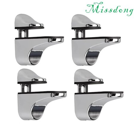 Justerbar Glashyldebeslag, 4 stk Glashyldebeslag, Væghængt Glasklemme, Beslag til Glashylder, til Glashylde