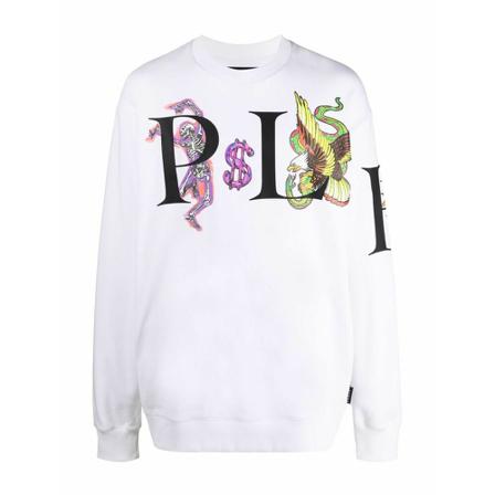 Philipp Plein Sweatshirt LS Tattoo Hvid, Herre Sweatshirts