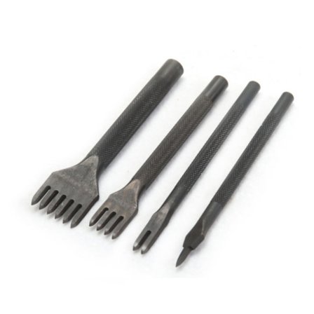 4 stk læder værktøj til rund hulning