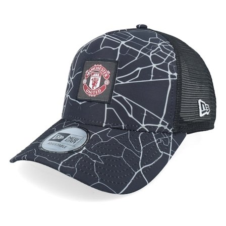New Era - Negro trucker Gorra - Manchester United All Over Print Black A-Frame Trucker @ Hatstore