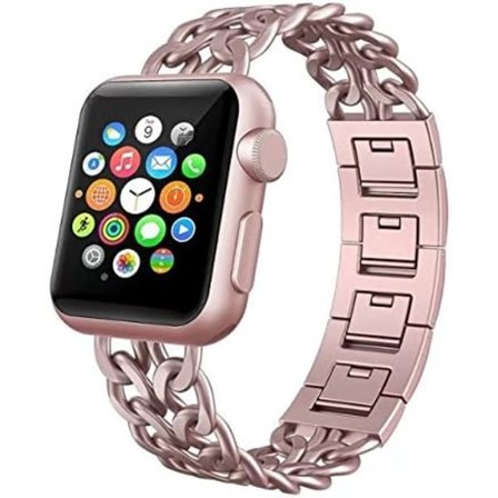 Kompatibel med Apple Watch remme 42mm Rustfrit Stål Cowboy Kæde Smart Watch Rem Ekstra Rem Metal Armbånd til 42mm Apple Watch 3/2, Rosaguld