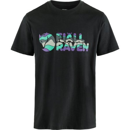 Fjällräven Men's Multicolor Logo T-Shirt in Black, Bio-Baumwolle | Size: 2XL