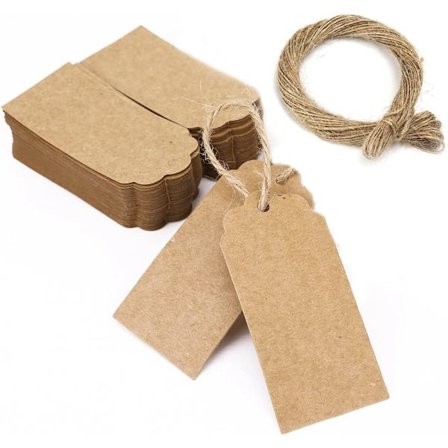 Kraftpapiretiketter, 200 stk. Brune Etiketter + 200 stk. Snor Gaveetiketter DXGHC[CH]