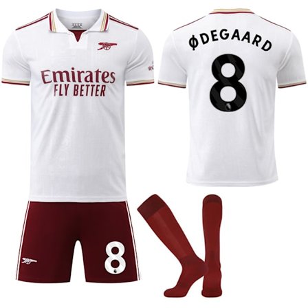 25-26 Arsenal F.C. Bortedrakt Hvit NO.8 Ødegaard Trøyer Barn Voksen Fotballutstyr Med Sokker