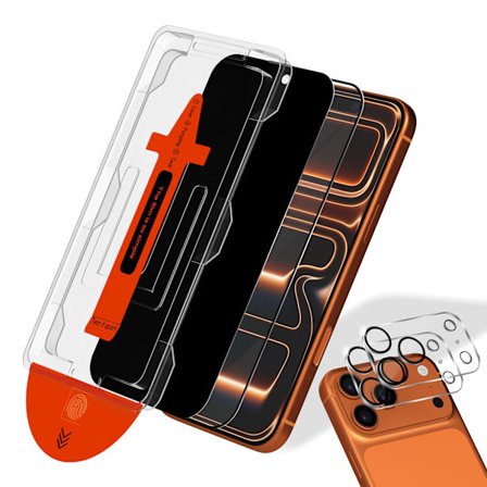 2-PACK Iphone 17 Pro Skærmbeskytter & 2-PACK linsebeskytter - Hærdet Glas | [Automatisk Installation] - Boblefri